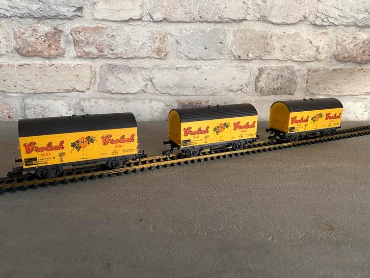 Fleischmann Grolsch Bierwagen H0 - Set van 3, Hobby en Vrije tijd, Modeltreinen | H0, Gebruikt, Wagon, Gelijkstroom, Fleischmann