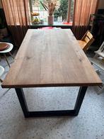 Eettafel 149x84x78 eiken blad stalen poot, Huis en Inrichting, Tafels | Eettafels, Ophalen, Gebruikt, 100 tot 150 cm, Eikenhout