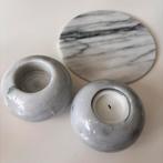 Marmer Set: Theelichthouders & Tray, Overige materialen, Wit, Ophalen of Verzenden, Zo goed als nieuw