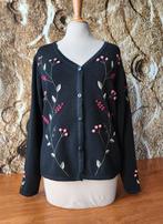 💖 Prachtig 100% Alpaca wollen gebordurde vest, Ophalen of Verzenden, Zo goed als nieuw, Maat 38/40 (M), Zwart