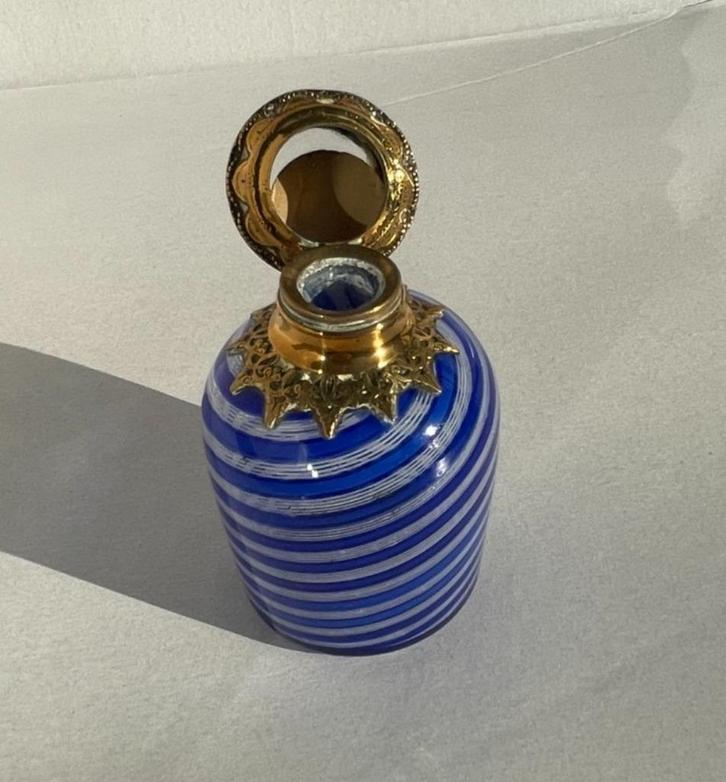 Clichy Zandloper Latticino Gestreepte Geur Parfumfles, 19e, Antiek en Kunst, Antiek | Glas en Kristal, Ophalen of Verzenden