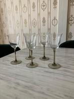 5 mooie vintage / mid century/ 70s wijnglazen rookglas voet, Ophalen of Verzenden