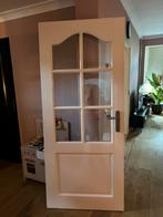 Opdekdeur met geslepen glas wit, Doe-het-zelf en Verbouw, Deuren en Horren, Glas, 80 tot 100 cm, Gebruikt, Ophalen