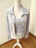 J15 ZARA nieuw kort twinset top + vest blauw zilver S 36, Blauw, Zara, Nieuw, Ophalen of Verzenden