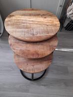 Houten Salontafel Set van 3, Huis en Inrichting, Ophalen of Verzenden, Rond, Minder dan 55 cm