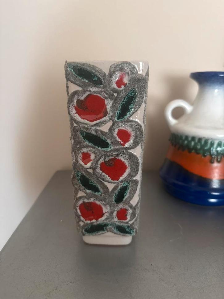 Retro Lava Glas Vaas - West Germany, Jaren '60, Huis en Inrichting, Woonaccessoires | Vazen, Gebruikt, Overige kleuren, Minder dan 50 cm
