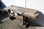 Oude houten werkbank, Doe-het-zelf en Verbouw, Werkbanken, Ophalen, Gebruikt, Bankschroef, 170 cm of meer