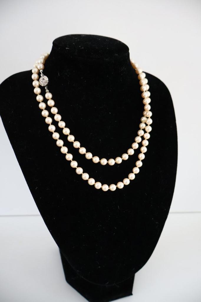 parelketting met zilveren sluiting, Sieraden, Tassen en Uiterlijk, Kettingen, Gebruikt, Zilver, Overige kleuren, Ophalen of Verzenden