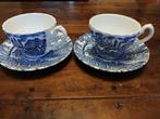 Myott Royal Mail blauw theekopjes met schotels, 2st., Antiek en Kunst, Antiek | Servies los, Ophalen of Verzenden