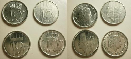 Juliana, Beatrix, 4x 10 cent - 1963 / 1980 / 1985 / 1999, Postzegels en Munten, Munten | Nederland, Losse munt, 10 cent, Koningin Juliana