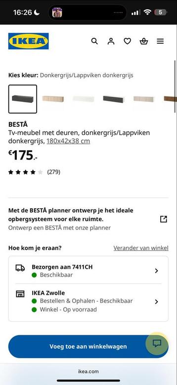 IKEA BESTA Tv-meubel Donkergrijs - afbeelding 2