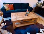 Houten salontafel met 2 lades en opbergruimte onder, Huis en Inrichting, Tafels | Salontafels, Ophalen, Gebruikt, 100 tot 150 cm