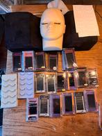 Grote partij wimpers + oefenhoofd, Ogen, Zwart, Ophalen of Verzenden, Zo goed als nieuw