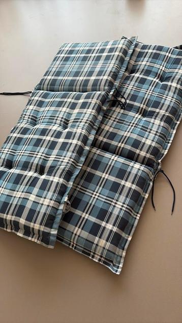 Nette tuinstoelkussens 2 stuks blauw geruit beschikbaar voor biedingen