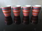 Iittala Origo kopjes rood gestreept. (4), Gebruikt, Ophalen of Verzenden, Overige stijlen, Kop(pen) en/of Schotel(s)