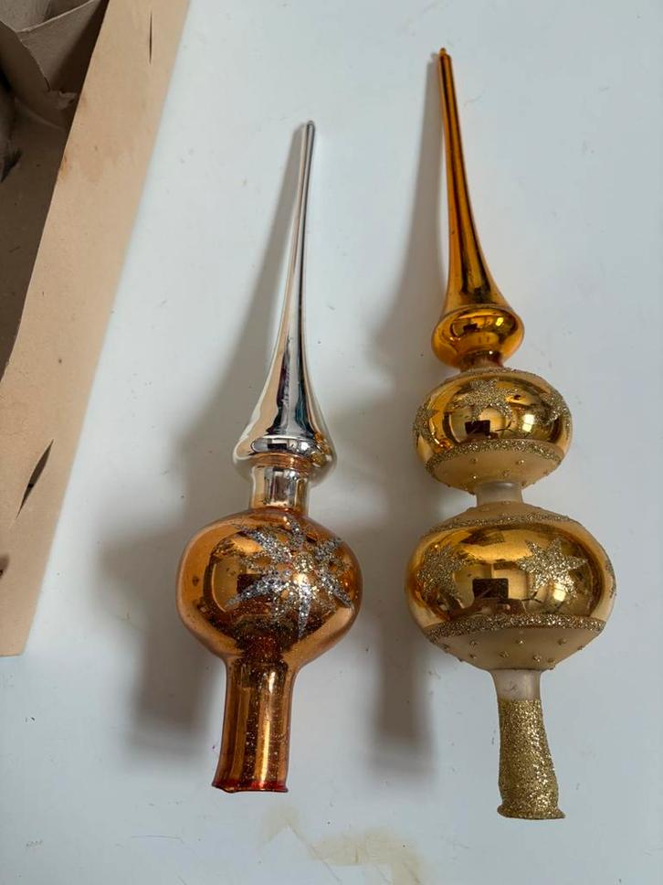 Goud kleur ballen en pieken jaren 60, Diversen, Kerst, Gebruikt, Ophalen of Verzenden