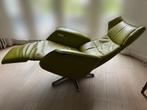 Lime - olijfgroen relaxfauteuil leer, Ophalen, Zo goed als nieuw, Modern, Leer