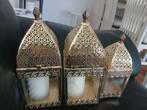 Oosterse  Gouden Kandelaars 3 stuks, Huis en Inrichting, Woonaccessoires | Kandelaars en Kaarsen, 25 tot 50 cm, Ophalen of Verzenden