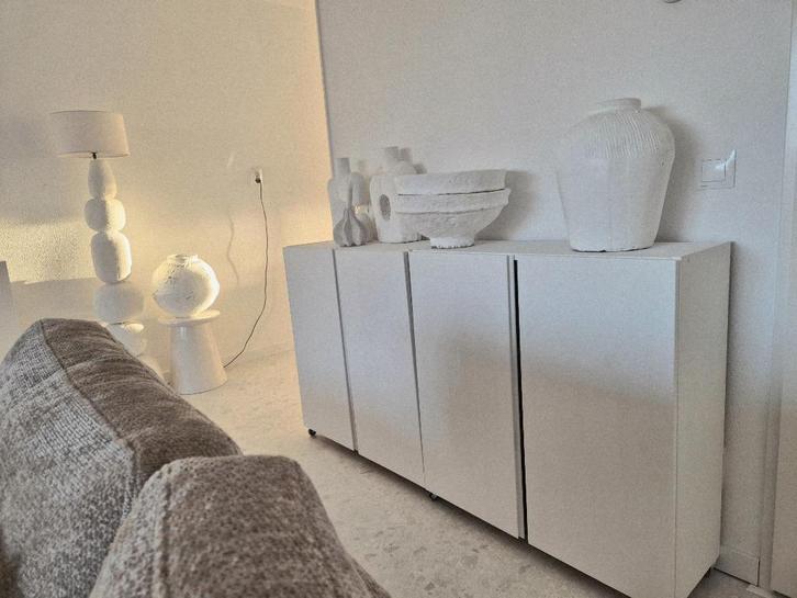 Massief grenen off white dressoir VT Wonen Loods 5, Huis en Inrichting, Kasten | Dressoirs, Zo goed als nieuw, 25 tot 50 cm, Ophalen