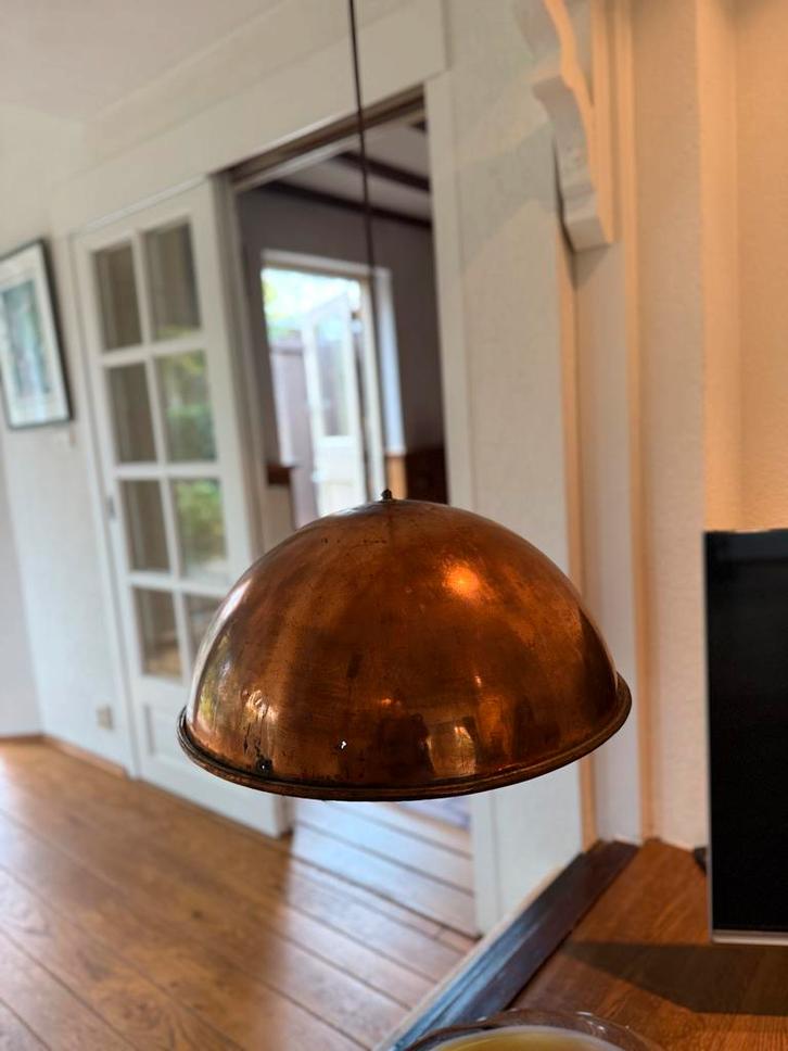 Vintage Koperen Hanglamp, Huis en Inrichting, Lampen | Hanglampen, Gebruikt, Minder dan 50 cm, Metaal, Ophalen