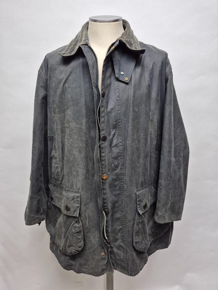 Barbour Border wax jas, blauw C44-112cm, Kleding | Heren, Jassen | Winter, Gedragen, Maat 56/58 (XL), Blauw, Ophalen
