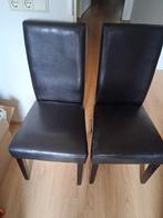 Leren eetkamerstoelen, Huis en Inrichting, Stoelen, Ophalen, Gebruikt, Twee, Bruin