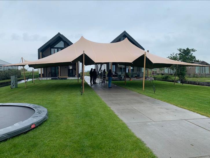 Stretchtent last minute veel voorraad - zandkleur, Tuin en Terras, Partytenten, Zo goed als nieuw, Overige typen, 2 meter of meer