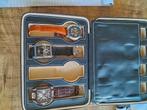 Drie antieke horloges in luxe etui, Staal, Met bandje, Polshorloge, Onbekend