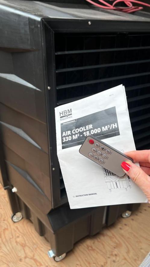 HBM Professionele Koelventilator, Luchtkoeler 330m2 - 18.000, Witgoed en Apparatuur, Ventilatoren, Gebruikt, Vloerventilator, Ventilator met afstandsbediening