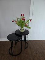 2 marmer salontafel bijzettafel rond, Ophalen, 50 tot 100 cm, Rond, 50 tot 100 cm