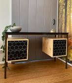 Superleuk bureau hout/metaal hexagon motief, Huis en Inrichting, Ophalen, Gebruikt, Bureau