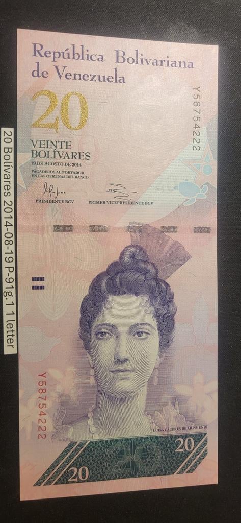 Venezuela 20 Bolívares - 2014 P91g.1 UNC, Ophalen of Verzenden, Zuid-Amerika, Los biljet