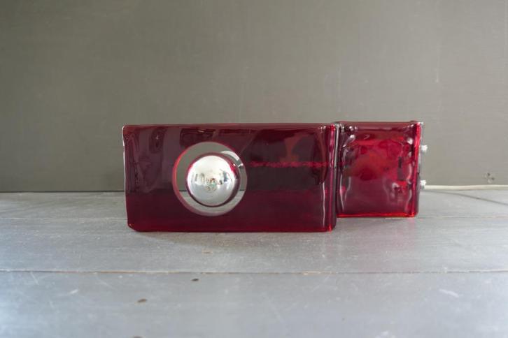 Mazzega Murano Italy wandlamp rood glas art, Huis en Inrichting, Lampen | Wandlampen, Zo goed als nieuw, Glas, Metaal, Ophalen
