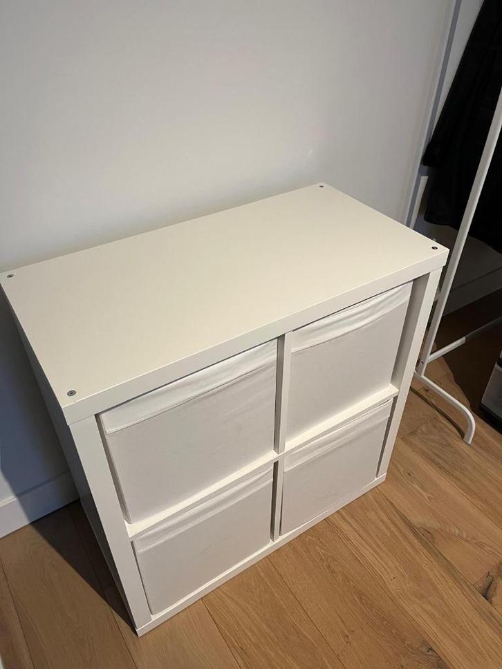 Ikea KALLAX Open kast, cabinet, white, 77x77 cm + 4x DRÖNA, Huis en Inrichting, Kasten | Wandmeubels, Zo goed als nieuw, Minder dan 100 cm