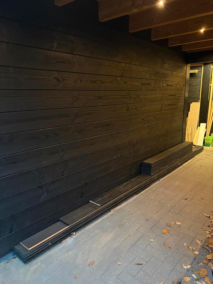 Sponningsplanken 1,8 x 19,5 cm - Zwart gebeitst, Doe-het-zelf en Verbouw, Hout en Planken, Nieuw, Plank, Overige houtsoorten, 300 cm of meer