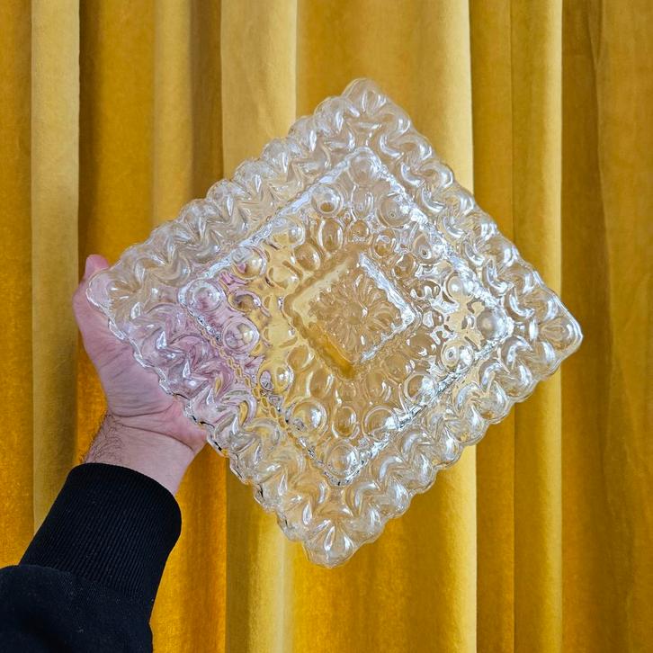 Vintage Plafondlamp - set van 2 - retro lamp, Huis en Inrichting, Lampen | Plafondlampen, Gebruikt, Glas, Ophalen of Verzenden