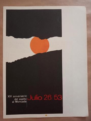 XIV Aniversario Asalto al Moncada - Affiche Cuba 1970 beschikbaar voor biedingen