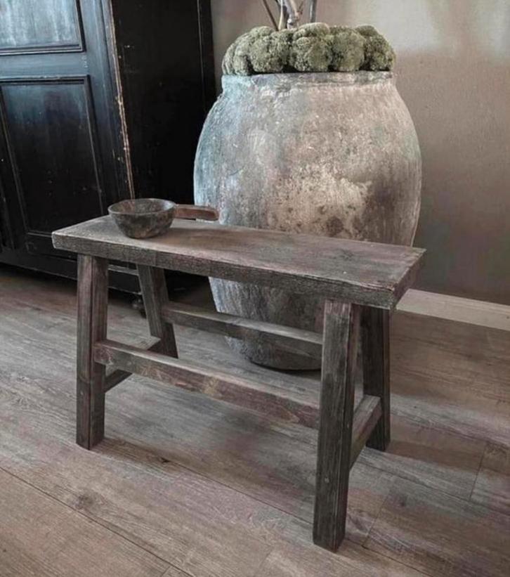 ~Stoer Sober Landelijk Houten Bankje/Krukje~, Huis en Inrichting, Woonaccessoires | Overige, Zo goed als nieuw, Ophalen of Verzenden