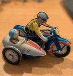 Vintage Blikken Motorfiets met Zijspan - Opwindbaar, Antiek en Kunst, Antiek | Speelgoed, Ophalen of Verzenden