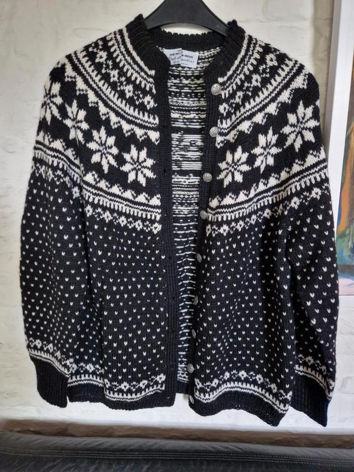 Noors wollen vest zwart maat L - ZGAN, Kleding | Dames, Truien en Vesten, Zo goed als nieuw, Maat 42/44 (L), Zwart, Verzenden