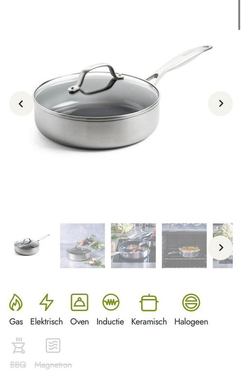 Greenpan Geneva hapjespan incl deksel 24 cm, Huis en Inrichting, Keuken | Potten en Pannen, Nieuw, Overige typen, Rvs, Ophalen of Verzenden
