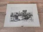 Máté Lajos Csurgó ets, kettingbrug, Antiek en Kunst, Kunst | Etsen en Gravures, Ophalen of Verzenden