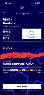 Ajax benfica 2 tickets, Tickets en Kaartjes, Twee personen