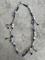 Lange ketting met zwart paars zilver kleurige kralen, Kunststof, Verstelbaar, Paars, Ophalen of Verzenden