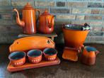 Brocante oranje emaille, allerlei, Antiek en Kunst, Antiek | Emaille, Ophalen of Verzenden