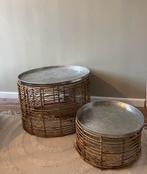 Bijzettafeltjes rotan, Huis en Inrichting, Tafels | Bijzettafels, 45 tot 60 cm, Minder dan 55 cm, Rond, Ophalen of Verzenden