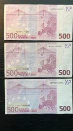 3x 500 euro biljet, Postzegels en Munten, Bankbiljetten | Europa | Eurobiljetten, Ophalen, Overige landen, 500 euro, Setje