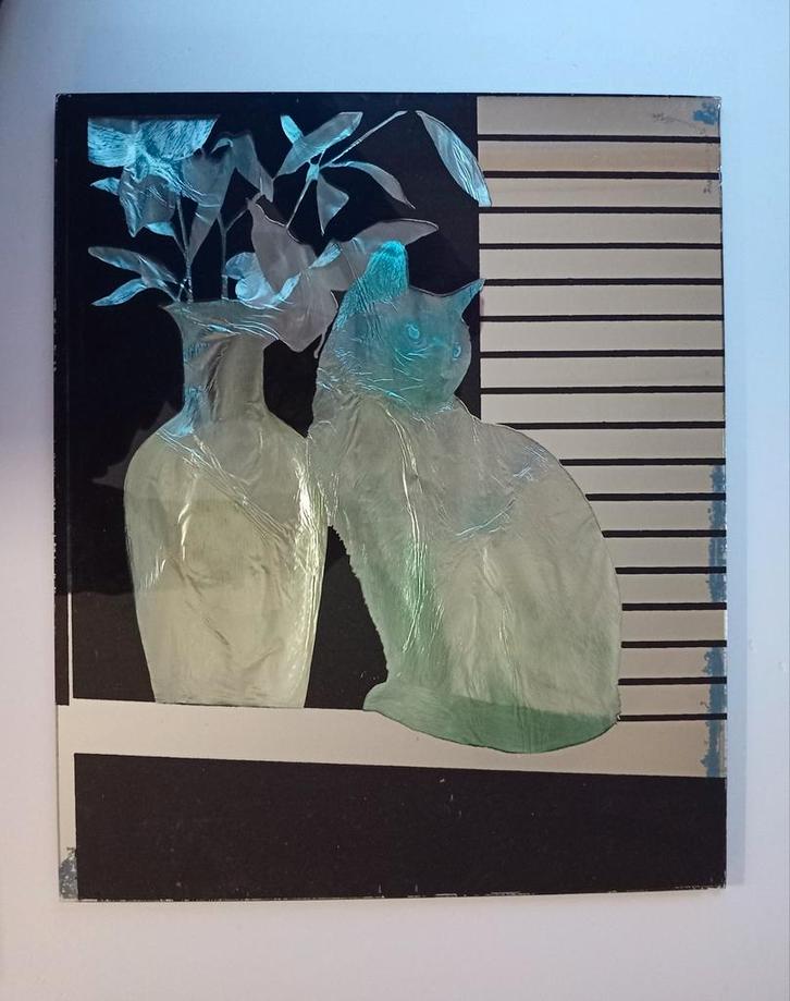 Dufex foil print Spiegel poes met vaas, Huis en Inrichting, Woonaccessoires | Schilderijen, Tekeningen en Foto's, Gebruikt, Schilderij