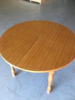 Vintage massief houten ronde eettafel. Uitschuifbaar, Ophalen of Verzenden