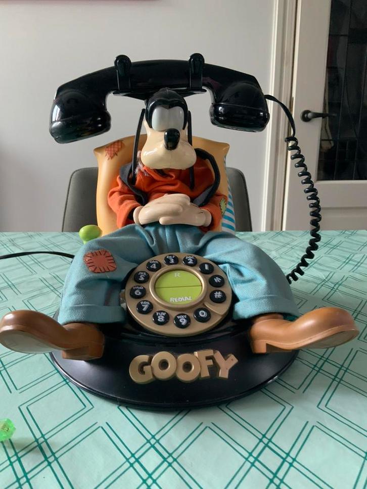 Pratende Goofy Telefoon - Vintage Disney!, Telecommunicatie, Vaste telefoons | Niet Draadloos, Gebruikt, Met draaischijf, Ophalen